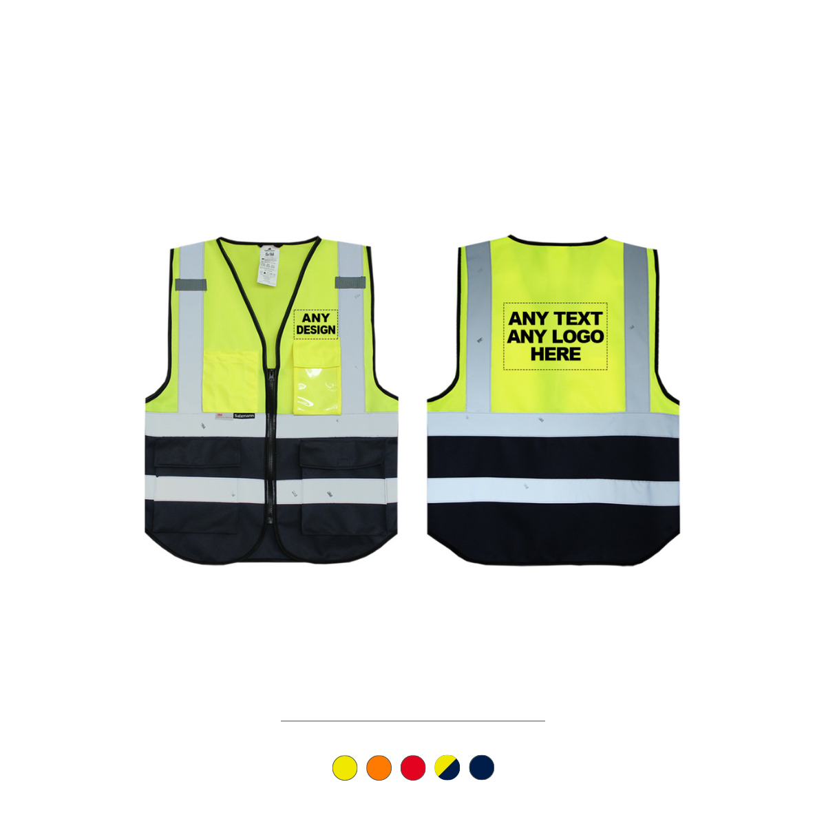UNIGIFT Personalisierte Salzmann 3M Warnweste mit mehrfarbigem Logo und  mehreren Taschen, hergestellt mit 3M Reflektierendem Material - Gelb