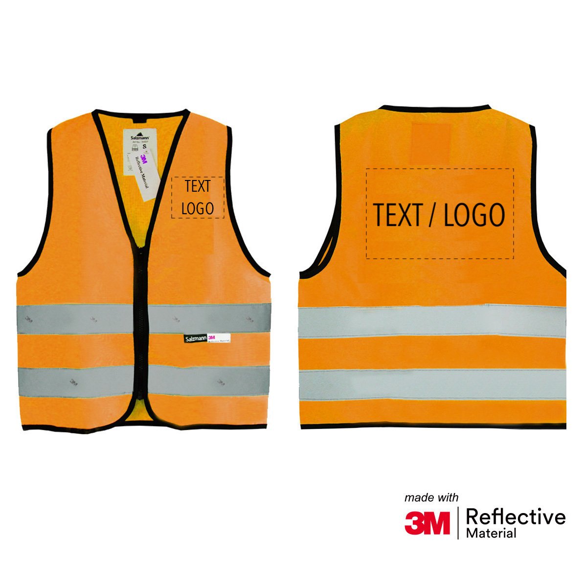 UNIGIFT Personalisierte Salzmann 3M Warnweste mit mehrfarbigem Logo und  mehreren Taschen, hergestellt mit 3M Reflektierendem Material - Gelb