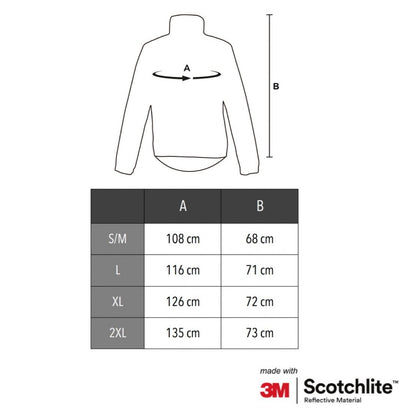 Größentabelle der gelben Fahrradjacke von Salzmann